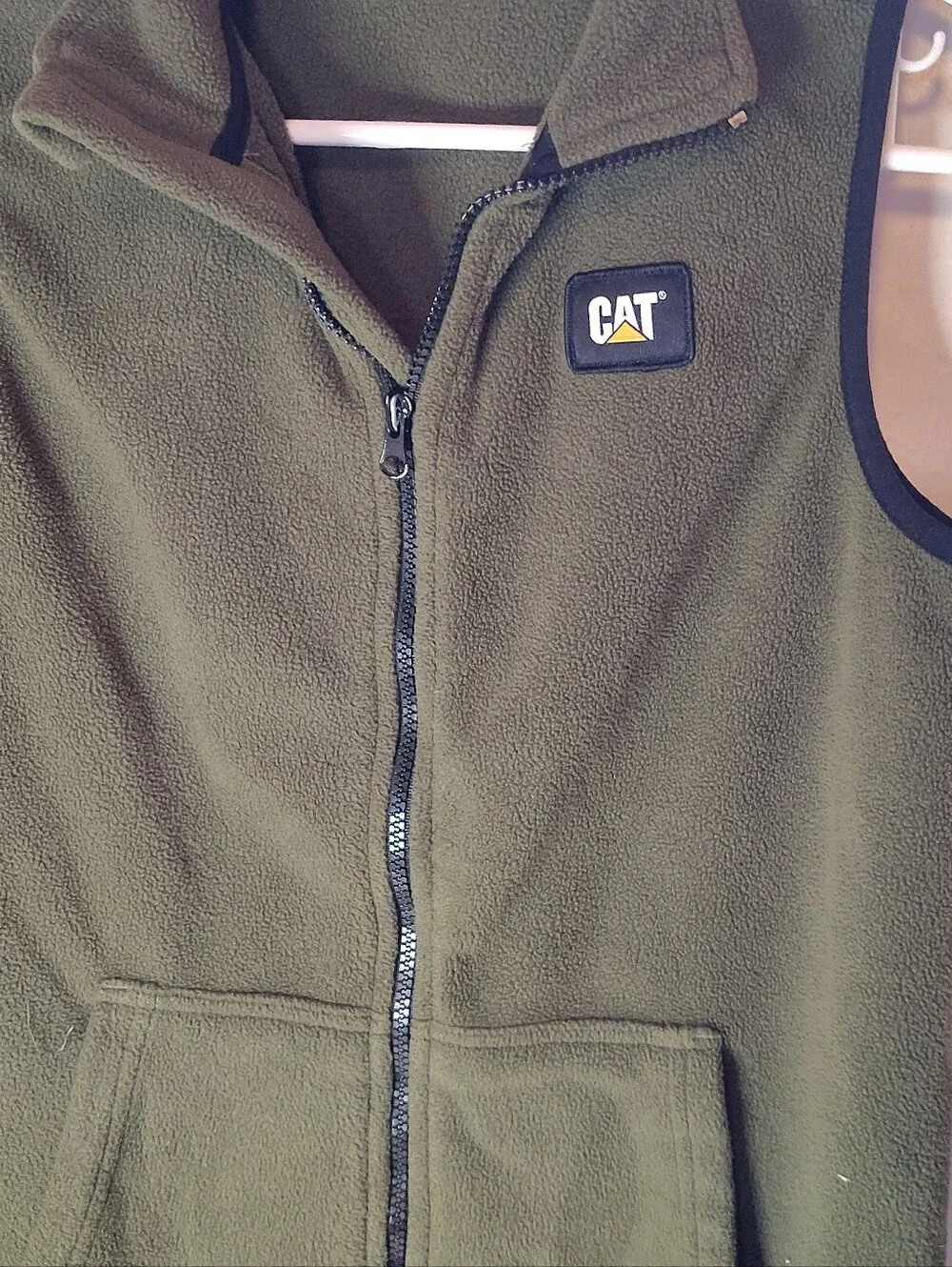 CAT Caterpillar Vest Boys Youth L 14/16 Fleece Equipment Full Zip